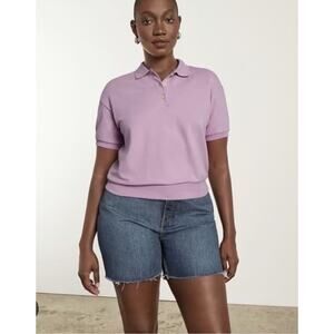 Everlane Women’s Organic Cotton Polo Shirt Pink Short Sleeve Pullover Top Sz S